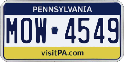 PA license plate MOW4549