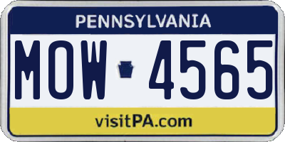 PA license plate MOW4565