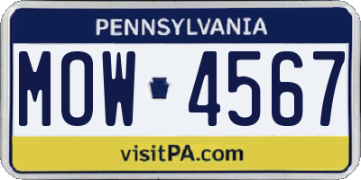 PA license plate MOW4567