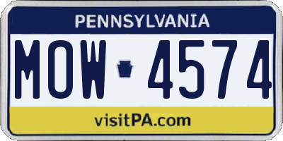 PA license plate MOW4574