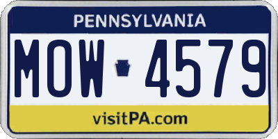 PA license plate MOW4579