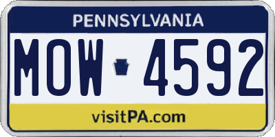 PA license plate MOW4592