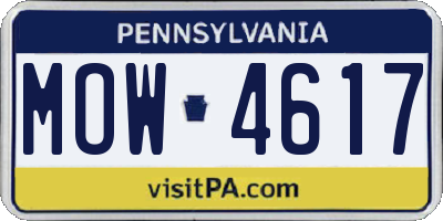 PA license plate MOW4617