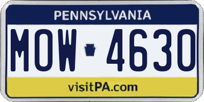PA license plate MOW4630