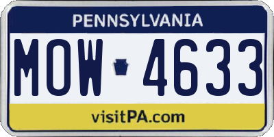 PA license plate MOW4633