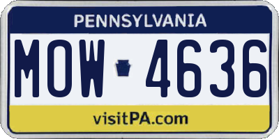 PA license plate MOW4636