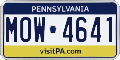 PA license plate MOW4641