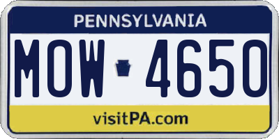 PA license plate MOW4650