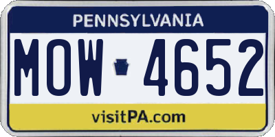 PA license plate MOW4652