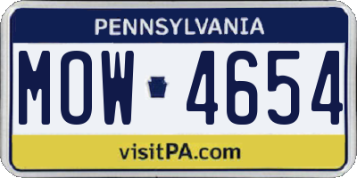 PA license plate MOW4654