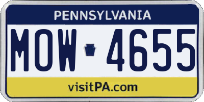 PA license plate MOW4655