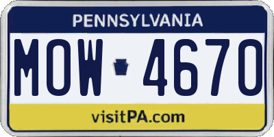 PA license plate MOW4670