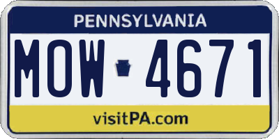 PA license plate MOW4671