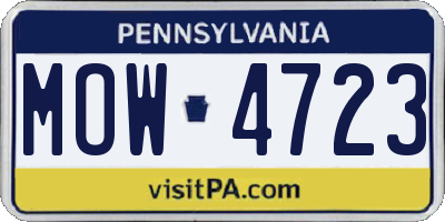 PA license plate MOW4723