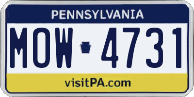 PA license plate MOW4731