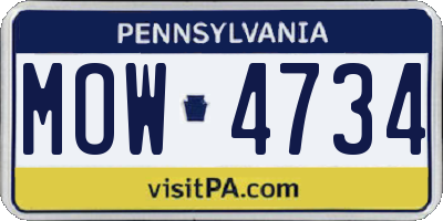PA license plate MOW4734