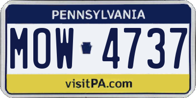 PA license plate MOW4737