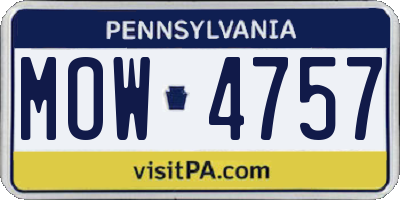 PA license plate MOW4757