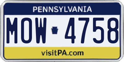 PA license plate MOW4758