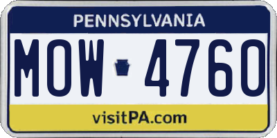 PA license plate MOW4760