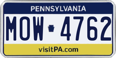 PA license plate MOW4762