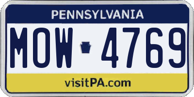 PA license plate MOW4769