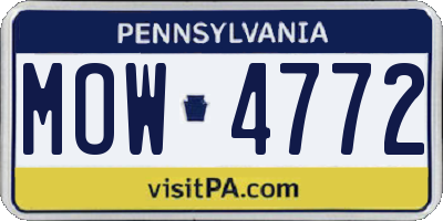 PA license plate MOW4772