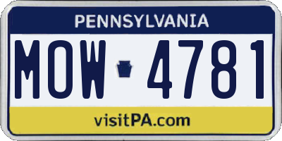PA license plate MOW4781