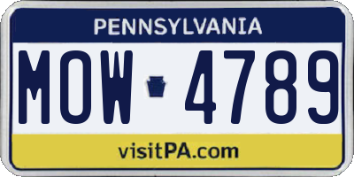 PA license plate MOW4789