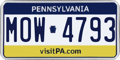 PA license plate MOW4793
