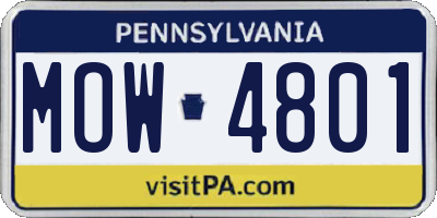 PA license plate MOW4801