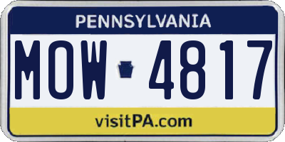 PA license plate MOW4817