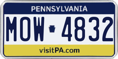 PA license plate MOW4832