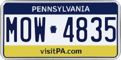 PA license plate MOW4835