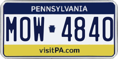 PA license plate MOW4840