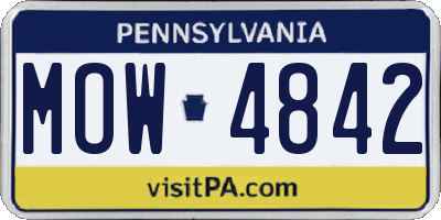 PA license plate MOW4842