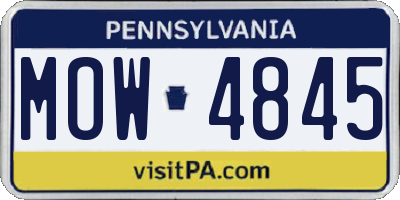 PA license plate MOW4845