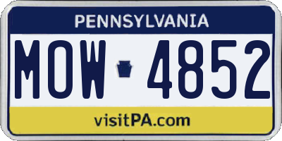PA license plate MOW4852