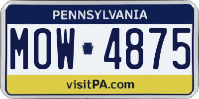 PA license plate MOW4875