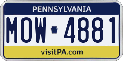 PA license plate MOW4881
