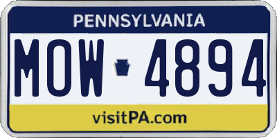 PA license plate MOW4894