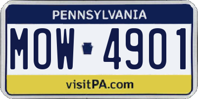 PA license plate MOW4901