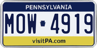 PA license plate MOW4919