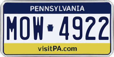 PA license plate MOW4922
