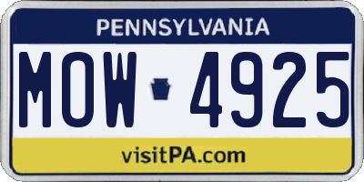 PA license plate MOW4925