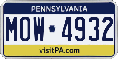 PA license plate MOW4932