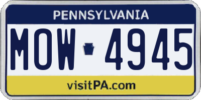 PA license plate MOW4945
