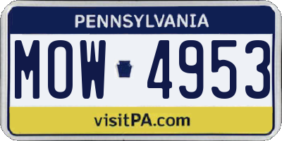 PA license plate MOW4953