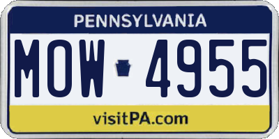 PA license plate MOW4955