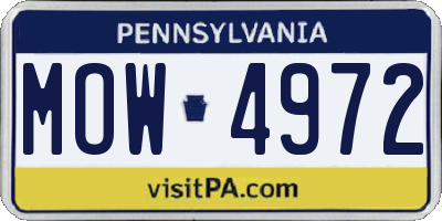 PA license plate MOW4972